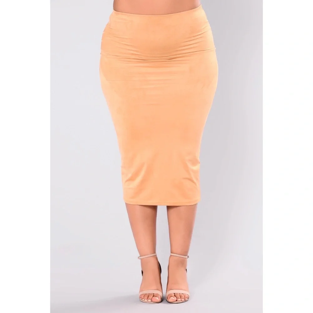 Fashion Nova Stayed For A Suede Skirt - Camel- Sz 3x - Picture 1 of 9